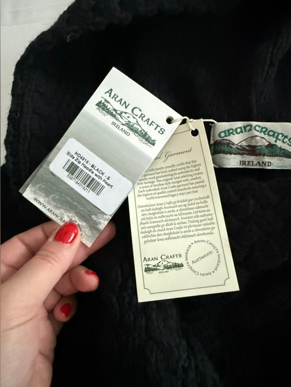 Aran Craft Hearts Zip Cardigan With Hood, NWT - Picture 5 of 7